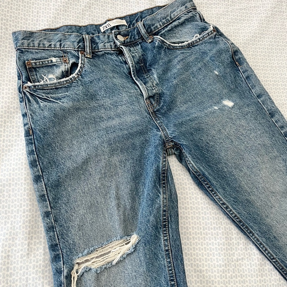 Zara Men's Slim Jeans in Washed Blue Denim